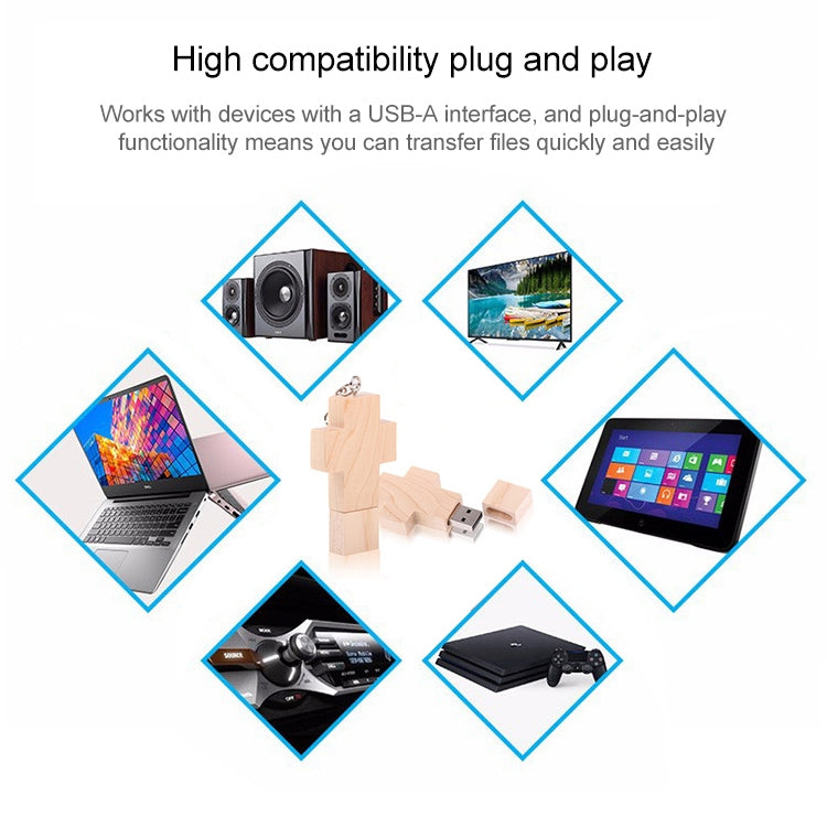 8GB 木製クロススタイルUSBフラッシュディスク、2GB、4GB、8GB