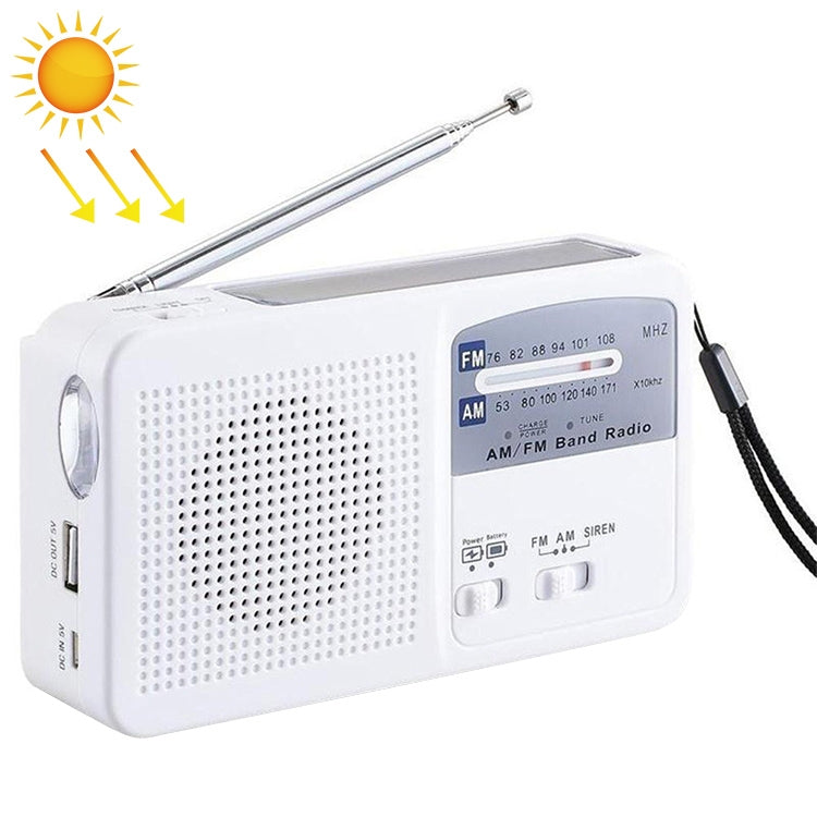 多機能携帯用ソーラー/クランクダイナモ電源LED懐中電灯 AM/FMラジオ＆携帯電話充電器付き、RD369