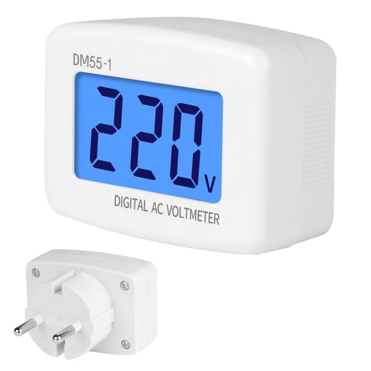 DM55-1 LCD ACデジタル電圧計 ボルトメーター、測定範囲: 110V-300V、EUプラグ