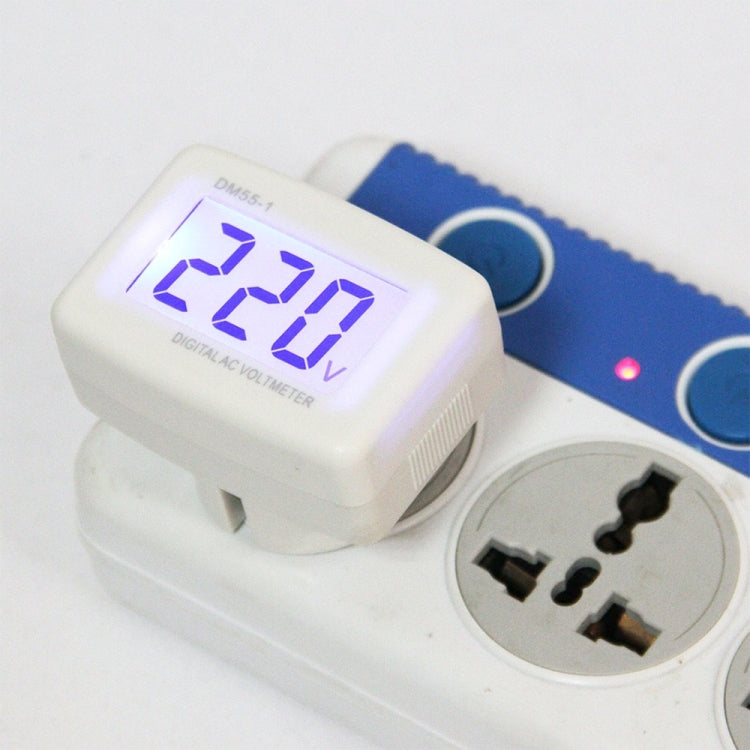 DM55-1 LCD ACデジタル電圧計 ボルトメーター、測定範囲: 110V-300V、EUプラグ