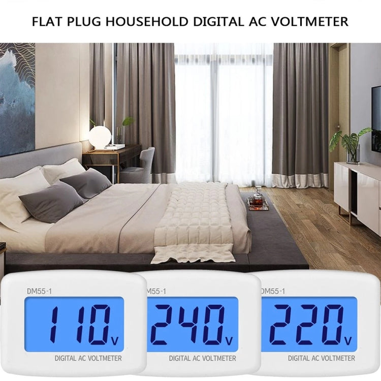 DM55-1 LCD ACデジタル電圧計 ボルトメーター、測定範囲: 110V-300V、EUプラグ