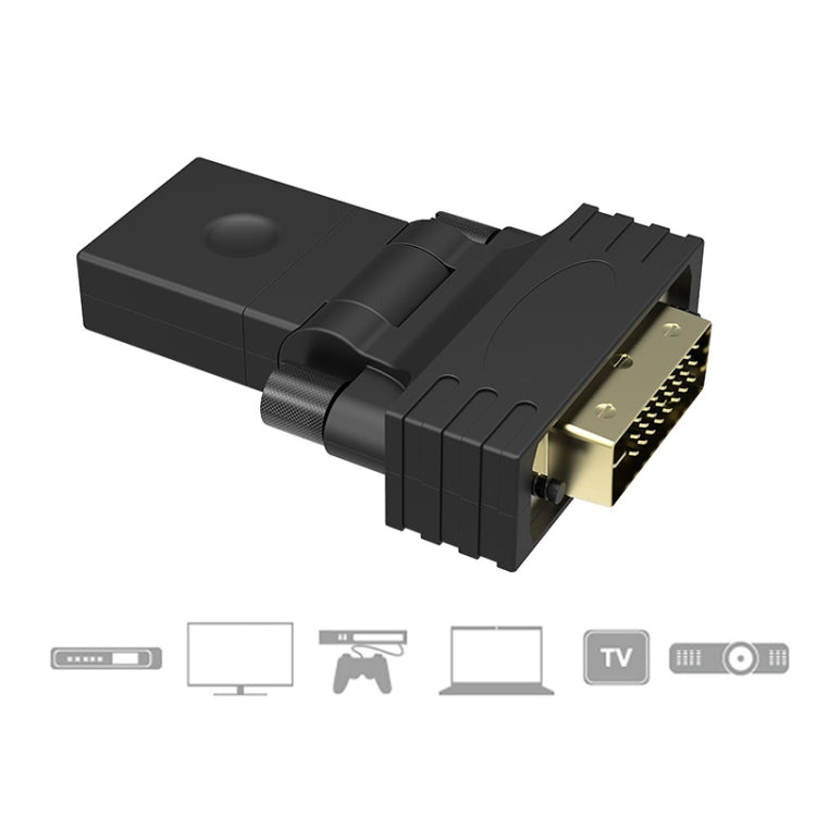 360度回転 ゴールドメッキDVI 24+1ピンオスから19ピンHDMIメスアダプター、DVI 24+1ピンオスからHDMIメス