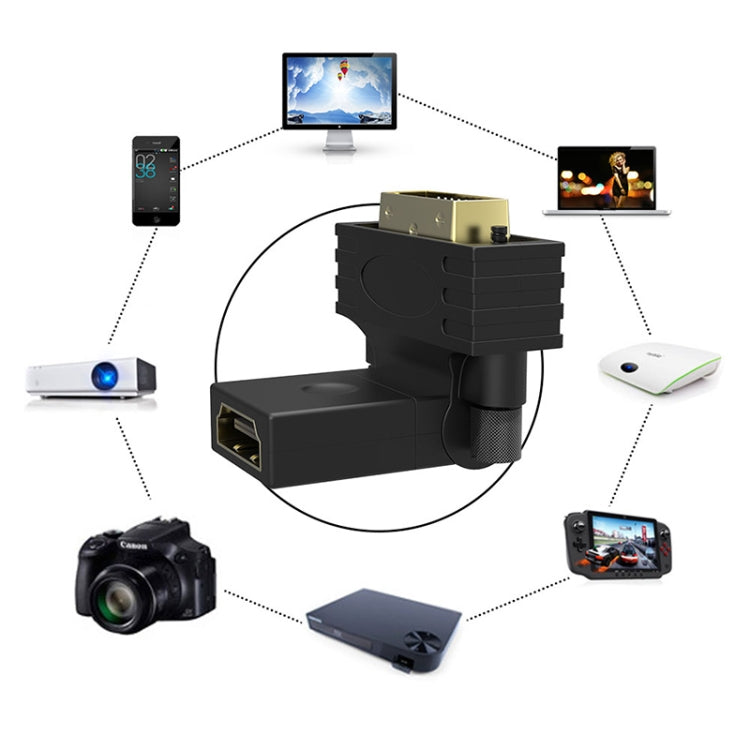 360度回転 ゴールドメッキDVI 24+1ピンオスから19ピンHDMIメスアダプター、DVI 24+1ピンオスからHDMIメス
