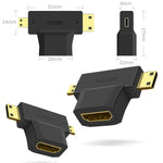 3-in-1 HDMIメスからミニHDMIオス＋マイクロHDMIオスアダプター、HDMIメスからミニHDMI＋マイクロHDMI