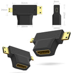 3-in-1 HDMIメスからミニHDMIオス＋マイクロHDMIオスアダプター、HDMIメスからミニHDMI＋マイクロHDMI