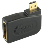 金メッキマイクロHDMIオスからHDMI 19ピンメスアダプター、90度角度付き、マイクロHDMIからHDMIへ