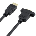 30cm HDMI（タイプA）オスからHDMI（タイプA）メスアダプターケーブル、2つのネジ穴付き、HDMI AMからAF（イヤーホール付き）（30cm）