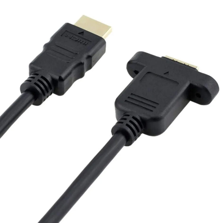 30cm HDMI（タイプA）オスからHDMI（タイプA）メスアダプターケーブル、2つのネジ穴付き、HDMI AMからAF（イヤーホール付き）（30cm）