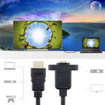 30cm HDMI（タイプA）オスからHDMI（タイプA）メスアダプターケーブル、2つのネジ穴付き、HDMI AMからAF（イヤーホール付き）（30cm）