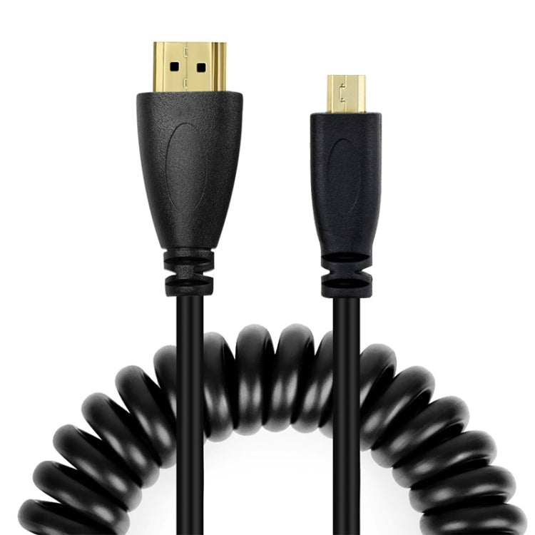 1.4バージョン ゴールドメッキマイクロHDMIオスからHDMIオスコイルケーブル、3D / イーサネット対応、長さ：60cm（最大2mまで延長可能）、マイクロHDMI AMからHDMI AM
