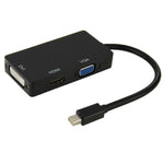 ミニディスプレイポートオス - HDMI＋VGA＋DVIメスアダプター変換ケーブル MacBook Pro Air用、ケーブル長：17cm、ミニDP - HDMI＋VGA＋DVI（ブラック）、ミニDP - HDMI＋VGA＋DVI（ホワイト）