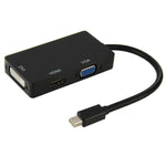 ミニディスプレイポートオス - HDMI＋VGA＋DVIメスアダプター変換ケーブル MacBook Pro Air用、ケーブル長：17cm、ミニDP - HDMI＋VGA＋DVI（ブラック）、ミニDP - HDMI＋VGA＋DVI（ホワイト）