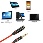 1.2m Auxオーディオケーブル 3.5mm オス to メス、電話、タブレット、ヘッドホン、MP3プレーヤー、車/家庭用ステレオ対応