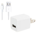 2-in-1 5V 1A USプラグ トラベル充電アダプター 1m 8ピンケーブル付き iPhone用