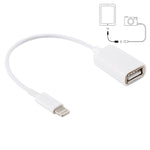 USBメスから8ピンオスOTGアダプターケーブル、iOS 10.2以下対応、長さ：18cm