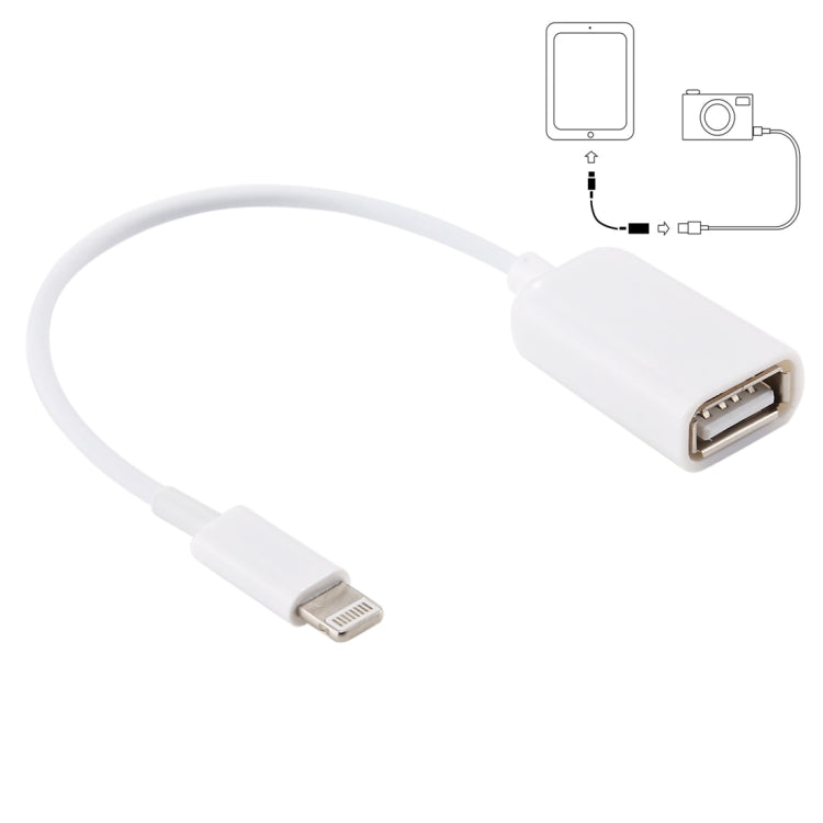 USBメスから8ピンオスOTGアダプターケーブル、iOS 10.2以下対応、長さ：18cm