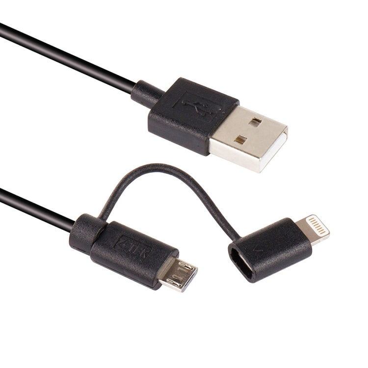 1m MFI 2-in-1 8ピン + マイクロUSB 2.0 オス to USB データ同期充電ケーブル