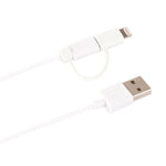 1m MFI 2-in-1 8ピン + マイクロUSB 2.0 オス to USB データ同期充電ケーブル