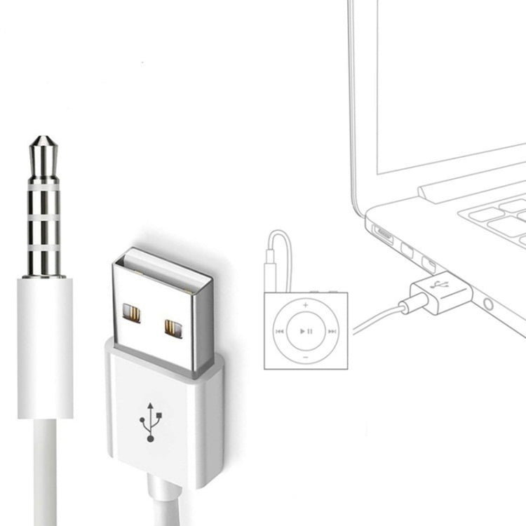 JW-SM1 USB to 3.5mmジャック データ同期＆充電ケーブル iPod shuffle 第1/2/3/4/5/6世代用 長さ: 10cm