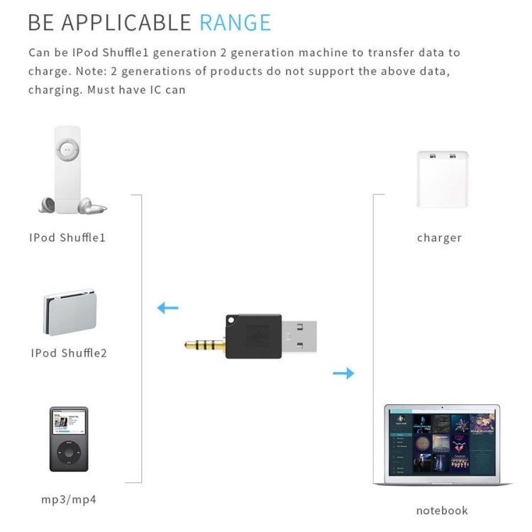 iPod shuffle 第3/2世代用 USBデータドック充電アダプター 長さ: 4.6cm