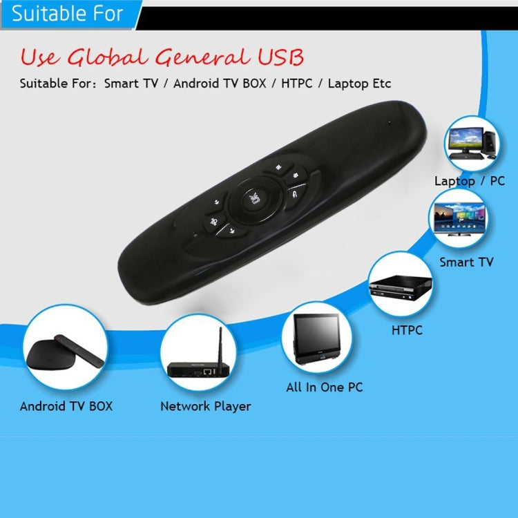 C120 T10 フライエアマウス 2.4GHz 充電式ワイヤレスキーボードリモコン Android TVボックス / PC用、ワイヤレスキーボード