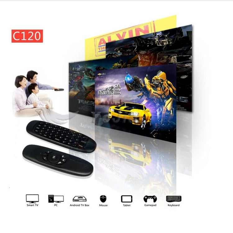 C120 T10 フライエアマウス 2.4GHz 充電式ワイヤレスキーボードリモコン Android TVボックス / PC用、ワイヤレスキーボード