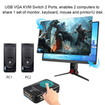 KVM-21UA 2ポート USB KVMスイッチボックス PC用キーボードマウスモニター制御ボタン付き、2ポート（USB付き）