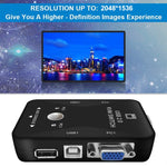 KVM-21UA 2ポート USB KVMスイッチボックス PC用キーボードマウスモニター制御ボタン付き、2ポート（USB付き）