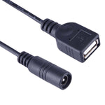 5.5 x 2.1mm DCメスからUSB AF DCオス電源コネクターケーブル ノートパソコンアダプター用、長さ：15cm、USB AF