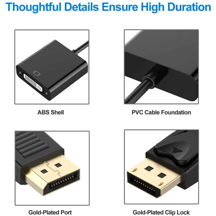 DisplayPortオスからDVI 24+5メスアダプター、ケーブル長：12cm、DPオスからDVI 24+5メス