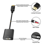 DisplayPort オス to DVI 24+1 メス アダプターケーブル、長さ: 20cm、DP オス to DVI 24+1 メス