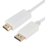 DisplayPort オス to HDMI オス アダプターケーブル、長さ: 1.8m、DP to HDMI オス ホワイト、DP to HDMI オス（金メッキ）