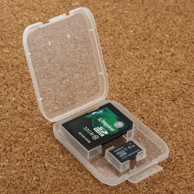 100個入り 透明プラスチック収納カードボックス SDカード + マイクロSDカード(TFカード)用、SD+TFカード