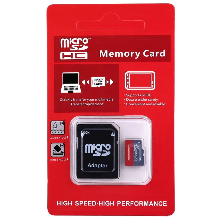 128GB高速クラス10 TF/Micro SDHC UHS-1(U1)メモリーカード、書き込み速度: 15mb/s、読み取り速度: 30mb/s（100%実容量）
