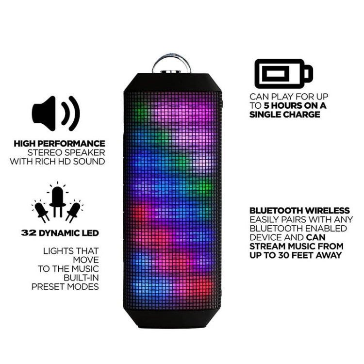 YM-339 2 x 5W Bluetoothスピーカー LEDライト付き、TFカード対応