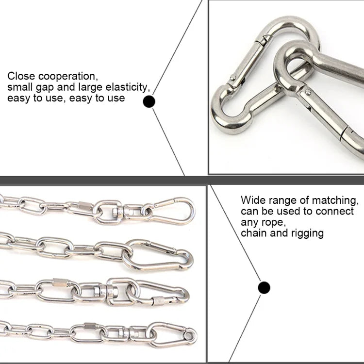 M7ステンレススチールカラビナスプリングフック多機能登山バックルロックキャンプフックロープ、内径: 6.84mm、M7