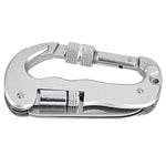 Heavy Duty D Shape Carabiner Clip-On Clamp Key Chain Hook with Dual Knife & LED Torch, D Shape + Knife