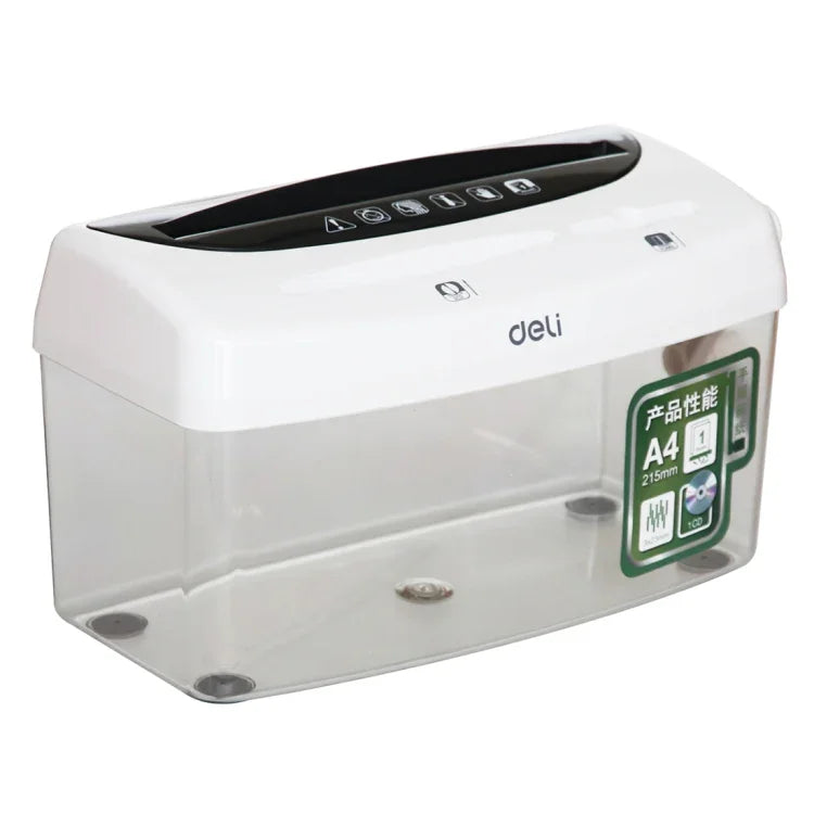 Deli オフィスシリーズ 手動クランク式 A4/CD/カード用 卓上シュレッダー、廃棄物容量：4L（No. 9935）、No. 9935