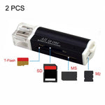 2個セット マルチ オールインワン USB 2.0 マイクロ SD SDHC TF M2 MMC MS PRO DUO メモリーカードリーダー