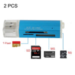 2個セット マルチ オールインワン USB 2.0 マイクロ SD SDHC TF M2 MMC MS PRO DUO メモリーカードリーダー