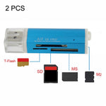 2個セット マルチ オールインワン USB 2.0 マイクロ SD SDHC TF M2 MMC MS PRO DUO メモリーカードリーダー