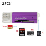 2個セット マルチ オールインワン USB 2.0 マイクロ SD SDHC TF M2 MMC MS PRO DUO メモリーカードリーダー