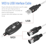 USB to MIDI インターフェース 電子ピアノ変換アダプターケーブル、長さ: 1.8m
