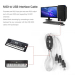 USB to MIDI インターフェース 電子ピアノ変換アダプターケーブル、長さ: 1.8m