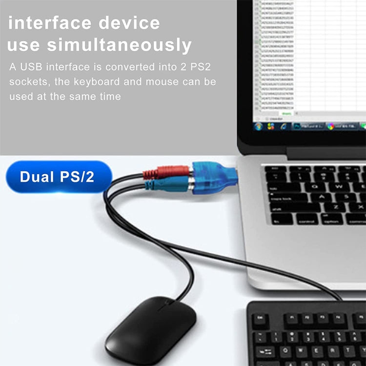 USB オス to PS/2 メス アダプター マウス／キーボード用、USB オス to 2 PS/2 メス