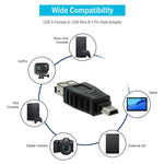 USB 2.0 メス to Mini USB 5ピン オス アダプター（OTG機能付き）
