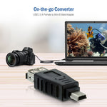 USB 2.0 メス to Mini USB 5ピン オス アダプター（OTG機能付き）