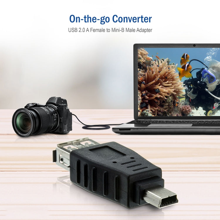 USB 2.0 メス to Mini USB 5ピン オス アダプター（OTG機能付き）