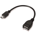 ミニ5ピンUSBからUSB 2.0 AF OTGアダプターケーブル、ミニUSB、12cm（ブラック）