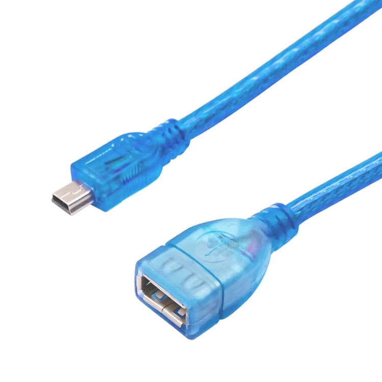 ミニ5ピンUSBからUSB 2.0 AF OTGアダプターケーブル、長さ：22cm（ブルー）、22cm
